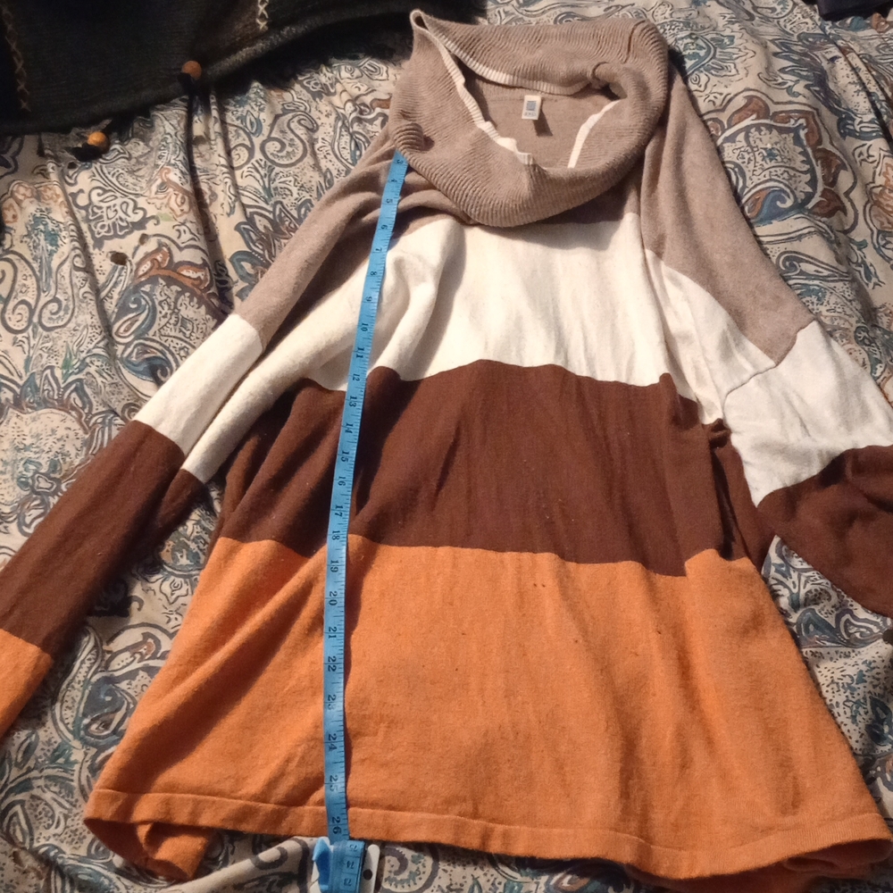 Color Block Cowl Neck Sweater